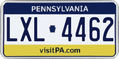 PA license plate LXL4462