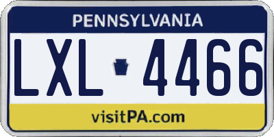PA license plate LXL4466