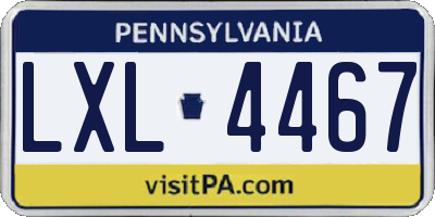 PA license plate LXL4467