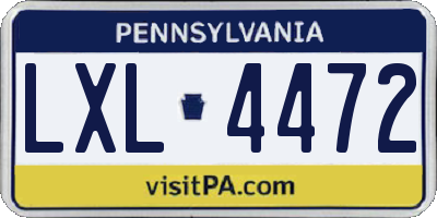 PA license plate LXL4472
