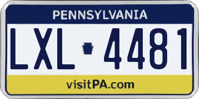 PA license plate LXL4481