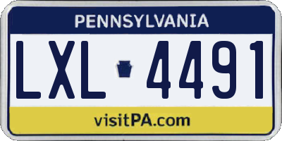 PA license plate LXL4491