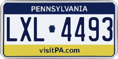 PA license plate LXL4493