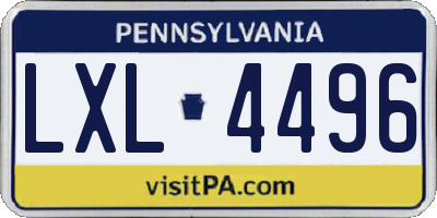 PA license plate LXL4496