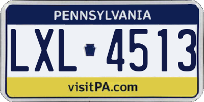 PA license plate LXL4513