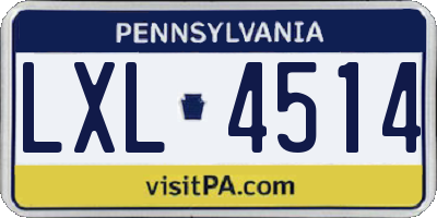 PA license plate LXL4514