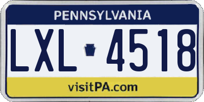 PA license plate LXL4518