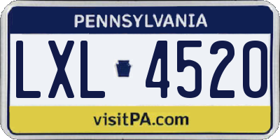 PA license plate LXL4520