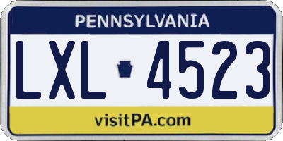 PA license plate LXL4523