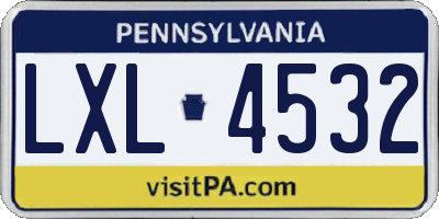 PA license plate LXL4532