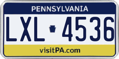 PA license plate LXL4536