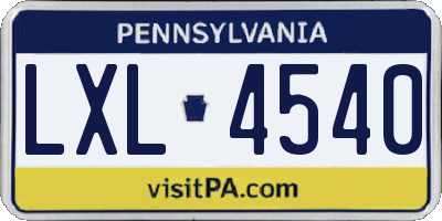 PA license plate LXL4540