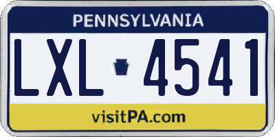 PA license plate LXL4541