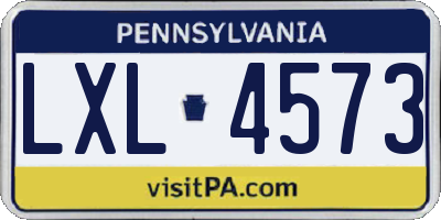 PA license plate LXL4573