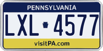 PA license plate LXL4577