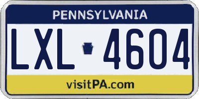 PA license plate LXL4604