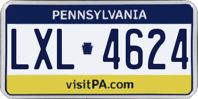 PA license plate LXL4624