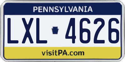 PA license plate LXL4626