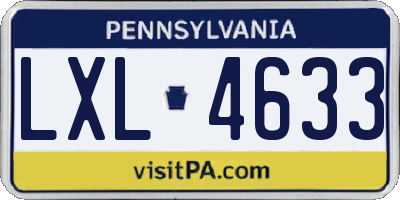 PA license plate LXL4633