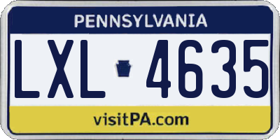 PA license plate LXL4635