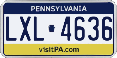 PA license plate LXL4636