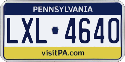 PA license plate LXL4640