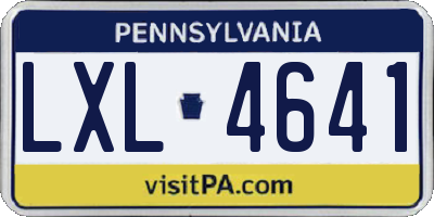 PA license plate LXL4641