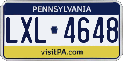 PA license plate LXL4648
