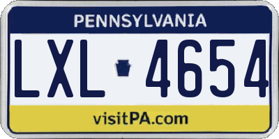 PA license plate LXL4654
