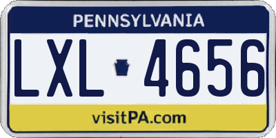 PA license plate LXL4656