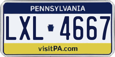 PA license plate LXL4667