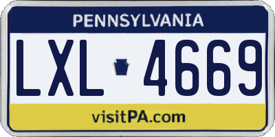 PA license plate LXL4669