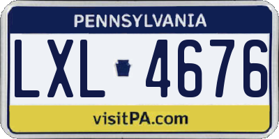 PA license plate LXL4676