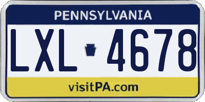 PA license plate LXL4678