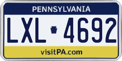 PA license plate LXL4692