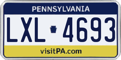 PA license plate LXL4693
