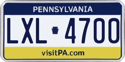 PA license plate LXL4700