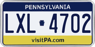PA license plate LXL4702