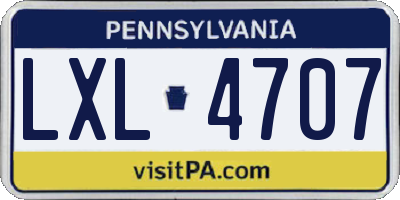 PA license plate LXL4707