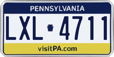 PA license plate LXL4711