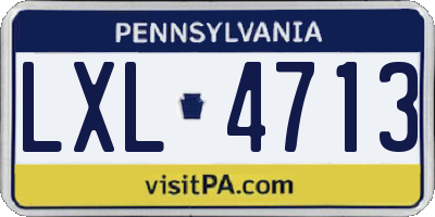 PA license plate LXL4713
