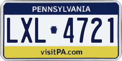 PA license plate LXL4721
