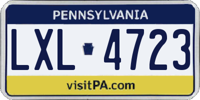 PA license plate LXL4723