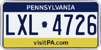 PA license plate LXL4726