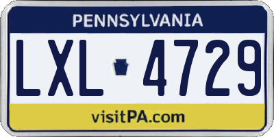 PA license plate LXL4729