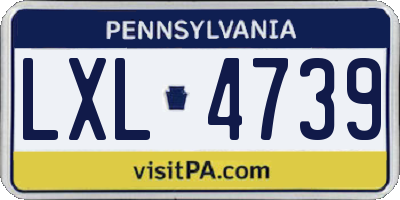 PA license plate LXL4739
