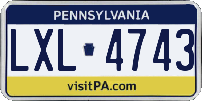PA license plate LXL4743