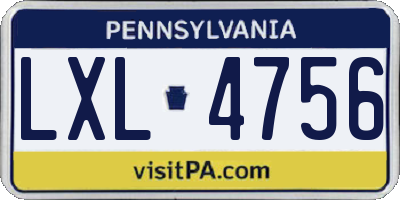 PA license plate LXL4756