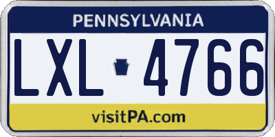 PA license plate LXL4766