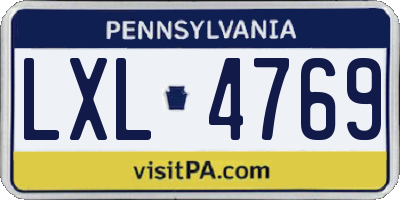 PA license plate LXL4769